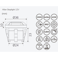 Miniatyr av produktbild för Allan Steplight 1-pack 12V 3000K 5lm IP67