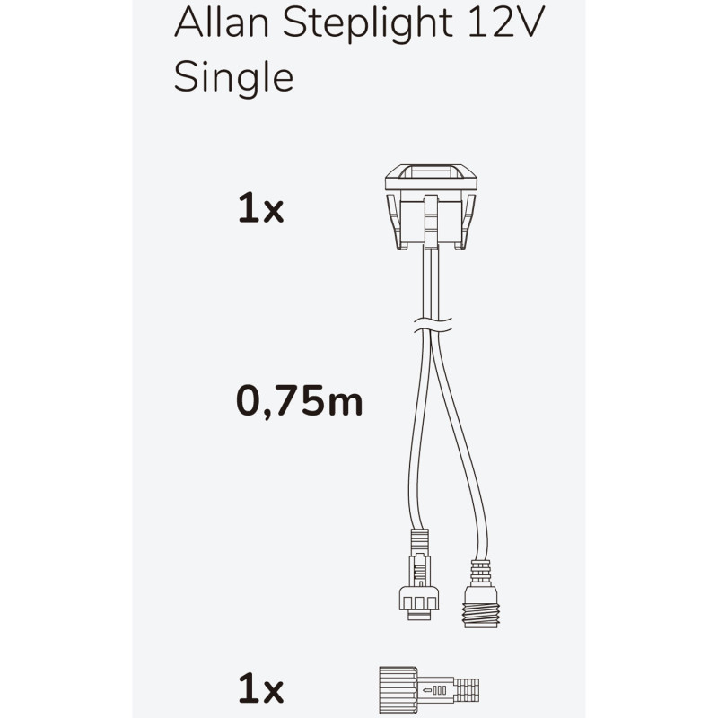 Produktbild för Allan Steplight 1-pack 12V 3000K 5lm IP67