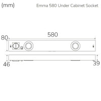 Miniatyr av produktbild för Emma 580 Köksbänksbelysning 2xspot + uttag 3000K 650lm 580cm
