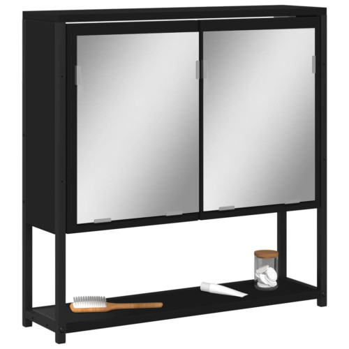 vidaXL Spegelskåp för badrum svart 60x16x60 cm konstruerat trä
