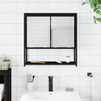 Miniatyr av produktbild för Spegelskåp för badrum svart 60x16x60 cm konstruerat trä