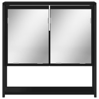 Miniatyr av produktbild för Spegelskåp för badrum svart 60x16x60 cm konstruerat trä