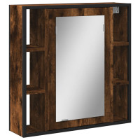 Miniatyr av produktbild för Spegelskåp för badrum rökfärga ek 60x16x60 cm konstruerat trä