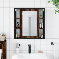 Miniatyr av produktbild för Spegelskåp för badrum rökfärga ek 60x16x60 cm konstruerat trä