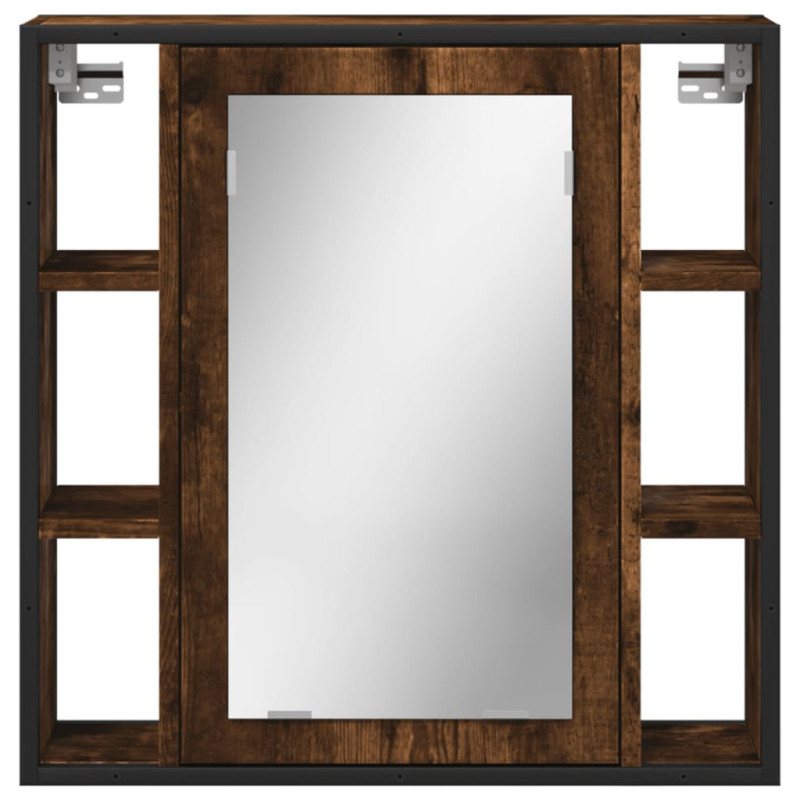 Produktbild för Spegelskåp för badrum rökfärga ek 60x16x60 cm konstruerat trä