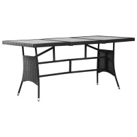 Produktbild för Trädgårdsbord svart 170x80x74 cm konstrotting