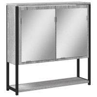 Miniatyr av produktbild för Spegelskåp för badrum Grå Sonoma 60x16x60 cm konstruerat trä