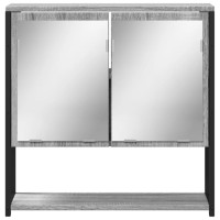 Miniatyr av produktbild för Spegelskåp för badrum Grå Sonoma 60x16x60 cm konstruerat trä