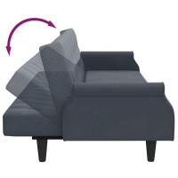 Produktbild för Bäddsoffa 2-sits med kuddar och fotpall mörkgrå sammet