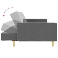 Produktbild för Bäddsoffa 2-sits med fotpall mörkgrå tyg