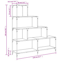 Produktbild för Bokhylla 4 hyllplan rökfärgad ek 139x33,5x149cm konstruerat trä