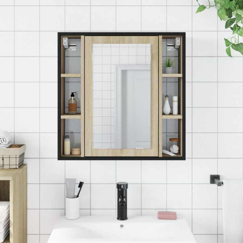 Produktbild för Spegelskåp för badrum sonoma-ek 60x16x60 cm konstruerat trä