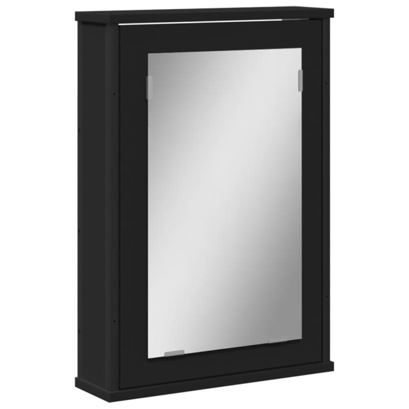 Produktbild för Spegelskåp för badrum svart 42x12x60 cm konstruerat trä
