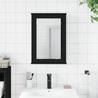 Miniatyr av produktbild för Spegelskåp för badrum svart 42x12x60 cm konstruerat trä
