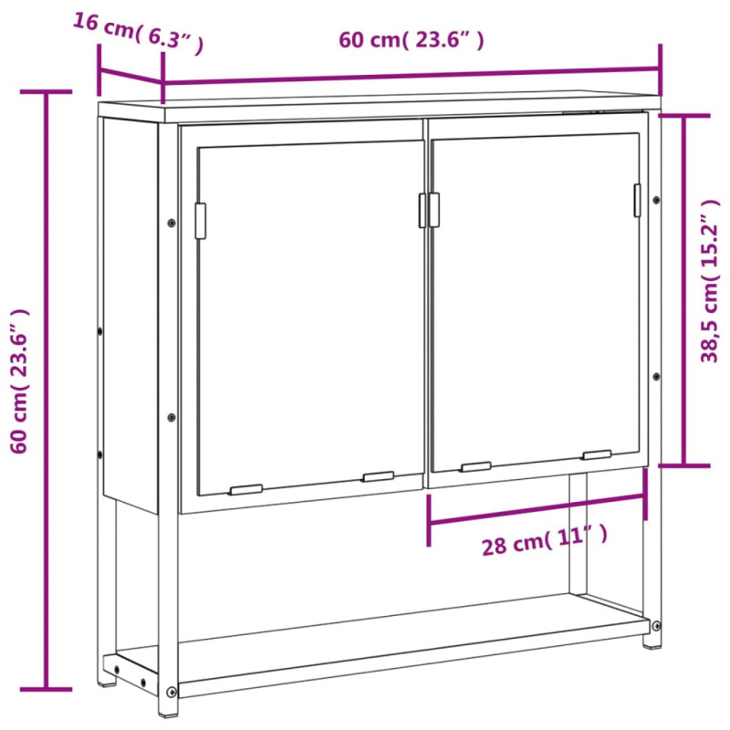 Produktbild för Spegelskåp för badrum Brun ek 60x16x60 cm konstruerat trä