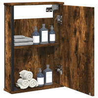 Produktbild för Spegelskåp för badrum rökig ek 42x12x60 cm konstruerat trä