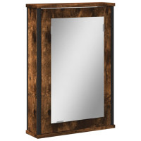 Miniatyr av produktbild för Spegelskåp för badrum rökig ek 42x12x60 cm konstruerat trä