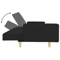 Produktbild för Bäddsoffa 2-sits med fotpall svart tyg