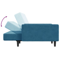 Produktbild för Bäddsoffa 2-sits med fotpall blå sammet