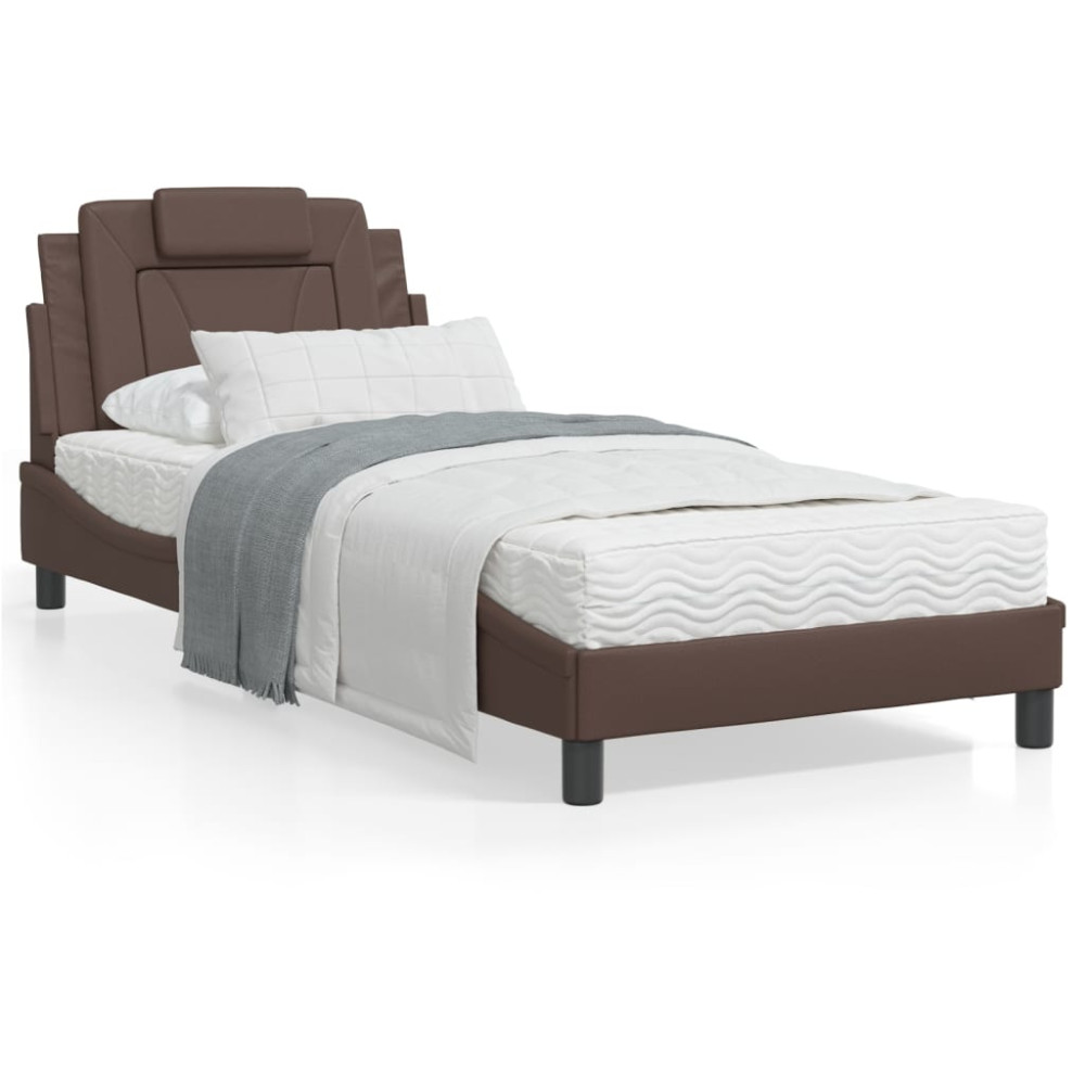 Produktbild för Bed "Viana" with Mattress Brown 80x200 cm Faux Leather