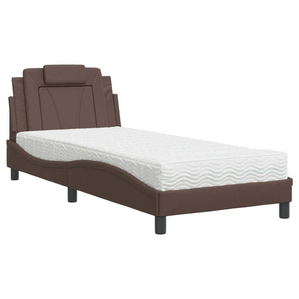 Produktbild för Bed "Viana" with Mattress Brown 80x200 cm Faux Leather