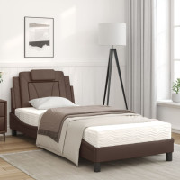 Produktbild för Bed "Viana" with Mattress Brown 80x200 cm Faux Leather