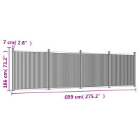 Produktbild för Staketpanel grå 699x186 cm WPC