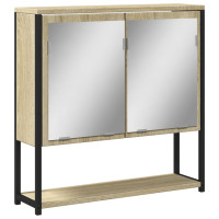 Miniatyr av produktbild för Spegelskåp för badrum sonoma-ek 60x16x60 cm konstruerat trä