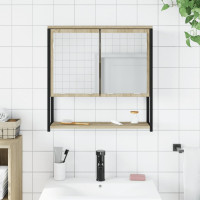 Miniatyr av produktbild för Spegelskåp för badrum sonoma-ek 60x16x60 cm konstruerat trä
