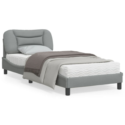vidaXL Bed Frame without Mattress "Hvar" Light Grey 90x200 cm Fabric - Sängar & Sängramar