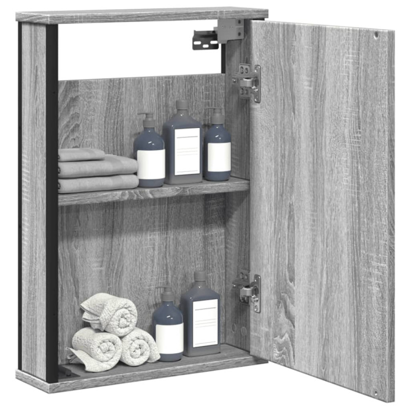 Produktbild för Spegelskåp för badrum grå sonoma 42x12x60 cm konstruerat trä