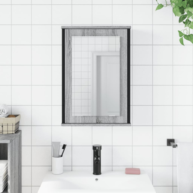 Produktbild för Spegelskåp för badrum grå sonoma 42x12x60 cm konstruerat trä