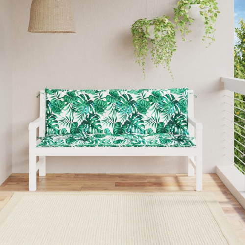 vidaXL Bänkdynor för trädgården 2st bladmönster 150x50x7cm oxfordtyg