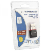 Miniatyr av produktbild för Esperanza EA134K kortläsare USB 2.0 Svart, Silver, Transparent