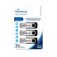 Miniatyr av produktbild för MediaRange MR910-3 USB-sticka 16 GB USB Type-A 2.0 Svart, Silver