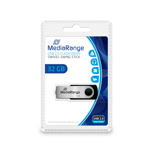MediaRange MediaRange MR911 USB-sticka 32 GB USB Type-A / Micro-USB 2.0 Svart, Silver