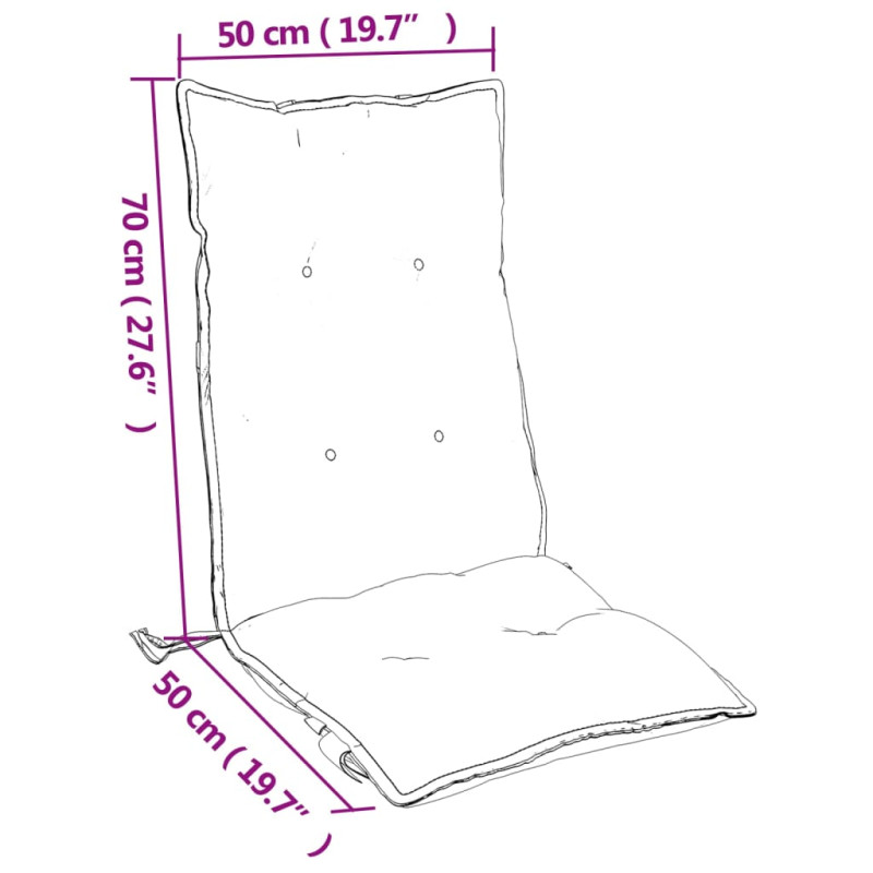 Produktbild för Stolsdynor för stolar med hög rygg 2 st taupe oxfordtyg