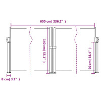 Produktbild för Infällbar sidomarkis blå 140x600 cm