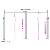 Produktbild för Infällbar sidomarkis 220x600 cm gräddvit