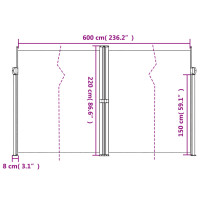 Produktbild för Infällbar sidomarkis 220x600 cm röd