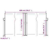 Produktbild för Infällbar sidomarkis antracit 140x600 cm