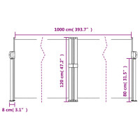 Produktbild för Infällbar sidomarkis röd 120x1000 cm