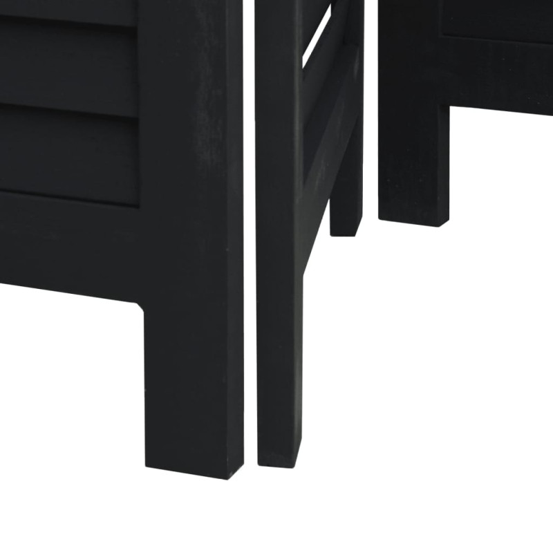 Produktbild för Rumsavdelare 4 paneler svart massivt kejsarträ