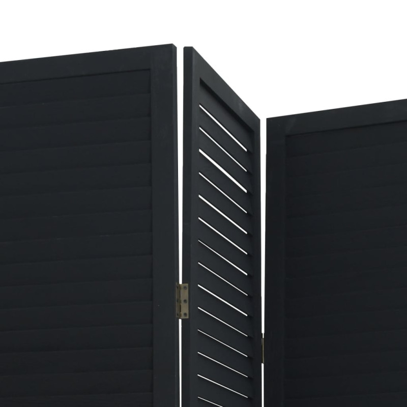 Produktbild för Rumsavdelare 3 paneler svart massivt kejsarträ