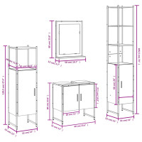 Produktbild för Badrumsskåp set 4 delar brun ek konstruerat trä