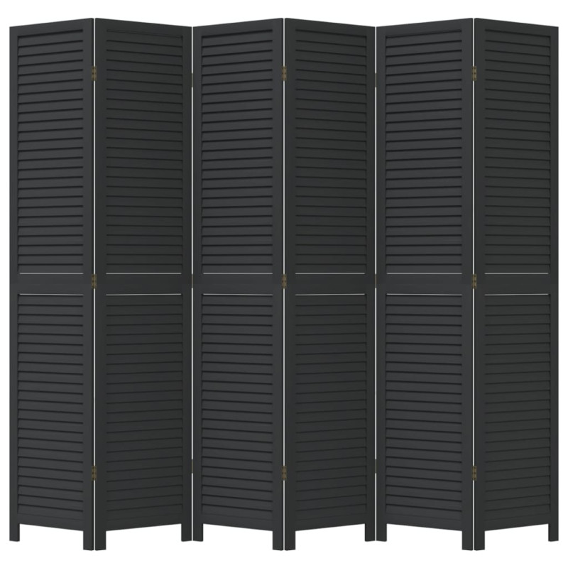 Produktbild för Rumsavdelare 6 paneler svart massivt kejsarträ