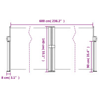 Produktbild för Infällbar sidomarkis röd 140x600 cm