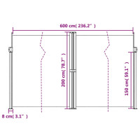 Produktbild för Infällbar sidomarkis 200x600 cm brun