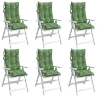 Produktbild för Stolsdynor för stolar med hög rygg 6 st bladmönster oxfordtyg
