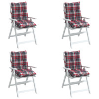 Miniatyr av produktbild för Stolsdynor till stolar med låg rygg 4 st rödrutig oxfordtyg